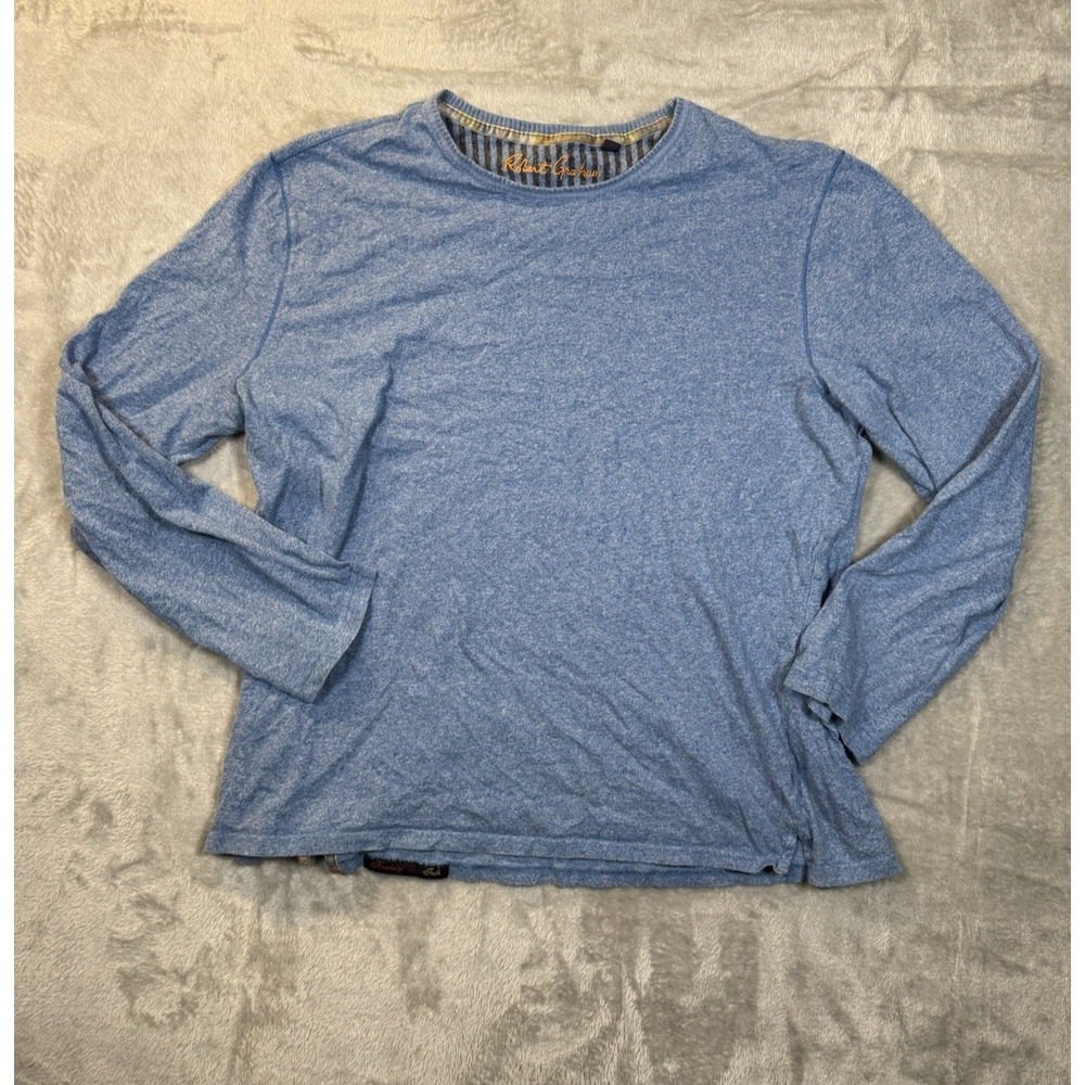 Robert Graham Classic Fit Lightweight Crew Neck Blue Long Sweater Men's 2XL